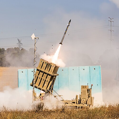 Israel's air defense systems intercepting projectiles during Iran's second direct missile barrage in October 2024.